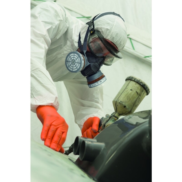 Mănușă impermeabilă de unică folosință neimpregnată cu pudră - Nitril neted - Lungime :  270   mm , culori: Portocaliu