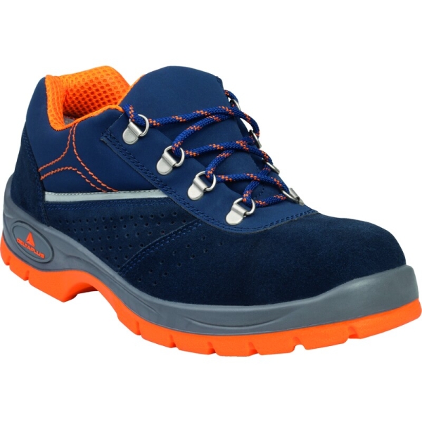 Pantofi De Protecție S1P Sh S   - Piele - Velur - Branț : PU/2d Bej-Galben, Bleumarin-Portocaliu