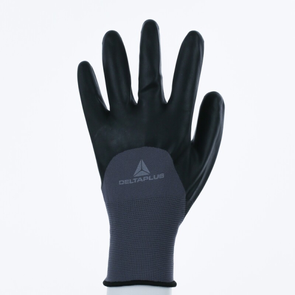 Mănușă tricotată cu strat protector - Poliamidă - Strat dublu de nitril - Calibru : 13, culori: Negru