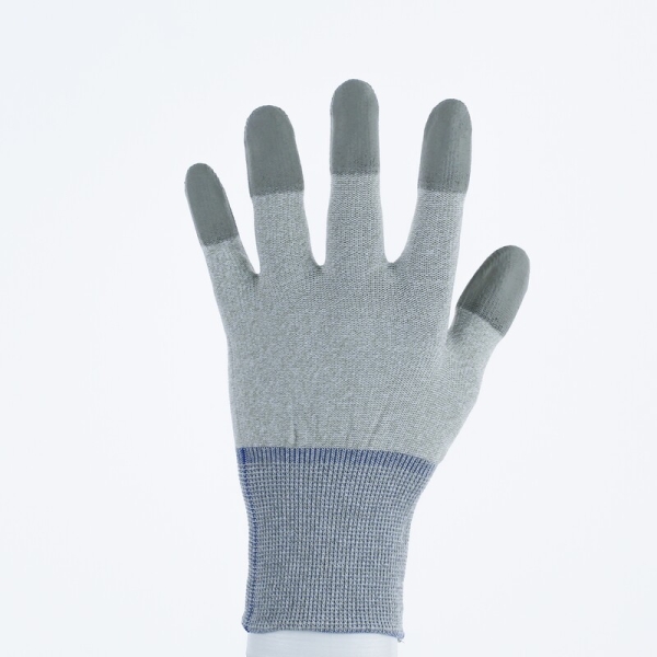 Mănușă tricotată cu strat protector - Fibră de cupru, Poliamidă - PU - Calibru : 15, culori: Ruginiu-Gri