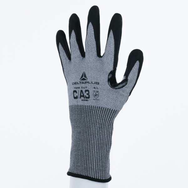 Mănușă tricotată cu strat protector - SOFTnocut - Spumă de nitril - Calibru : 15, culori: Gri-Negru