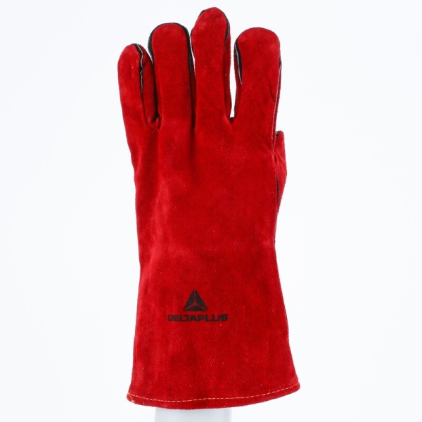 Mănușă preformată palmă piele/dos piele - Bovină - Lungime :  350   mm , culoare Roșu