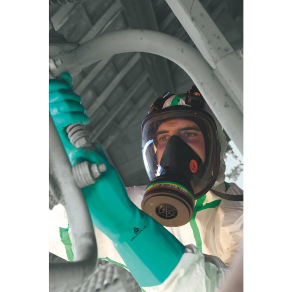 Mănușă impermeabilă fără fixare, cu material polar - Motive din nitril - Lungime :  330   mm , culori: Verde