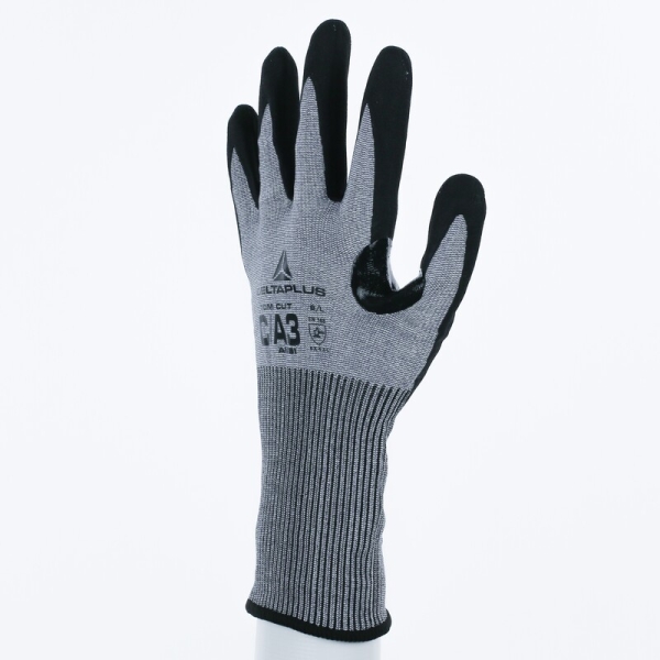 Mănușă tricotată cu strat protector - SOFTnocut - Spumă de nitril - Calibru : 15, culori: Gri-Negru