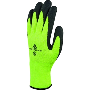 Mănușă tricotată cu strat protector - Acril, HDPE - Spumă de nitril - Calibru : 10, culori: Galben fluorescent-Negru