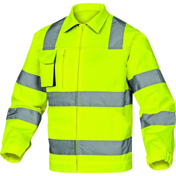 Jachetă de lucru de înaltă vizibilitate -  Twill - 54% bumbac 46% poliester - 260 g/m², culori: Galben fluorescent-Gri, Portocaliu Fluo-Gri