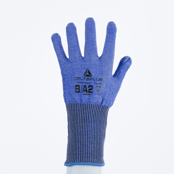 Mănușă tricotată fără strat protector - SOFTnocut - Calibru : 15, culori: Albastru-Alb