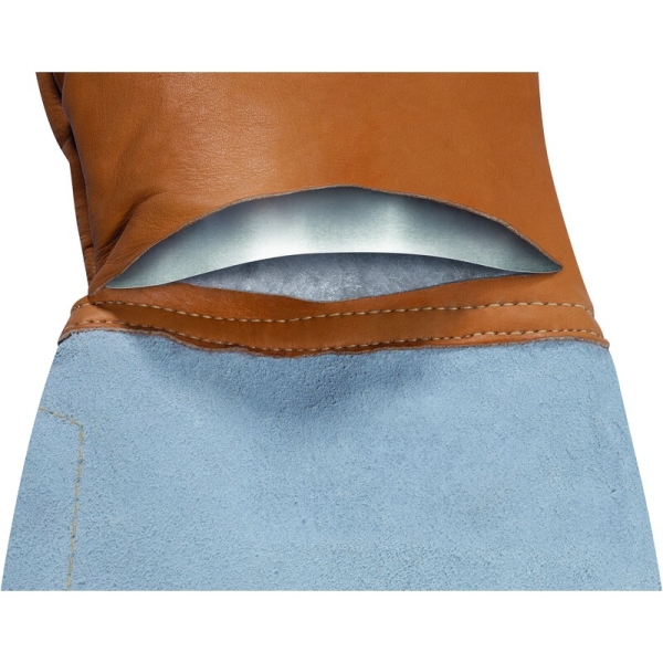 Mănușă preformată palmă piele/dos piele - Bovină - Lungime :  400   mm , culoare Gri-Bej