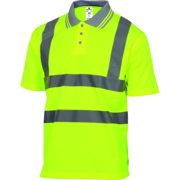 Tricou polo de înaltă vizibilitate -  Tricotaj - 100% poliester - 160 g/m², culori: Galben fluorescent, Portocaliu fluorescent