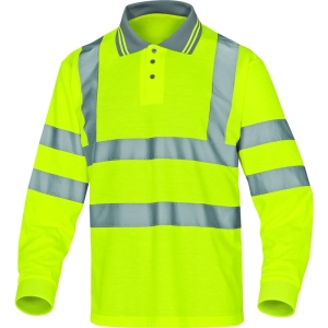 Tricou polo de înaltă vizibilitate -  Tricot Piqué - 100% poliester - 235 g/m², culori: Galben fluorescent, Portocaliu fluorescent