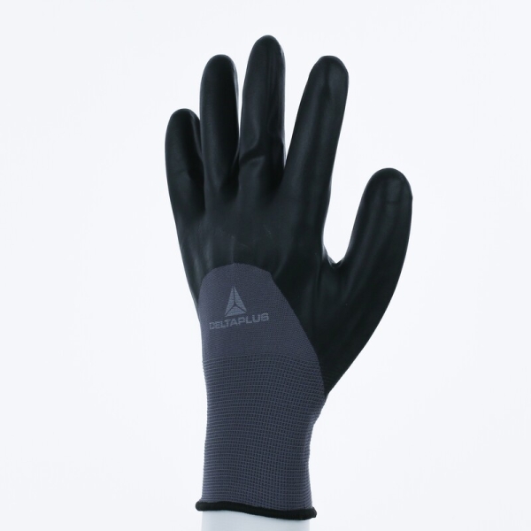 Mănușă tricotată cu strat protector - Poliamidă - Strat dublu de nitril - Calibru : 13, culori: Negru