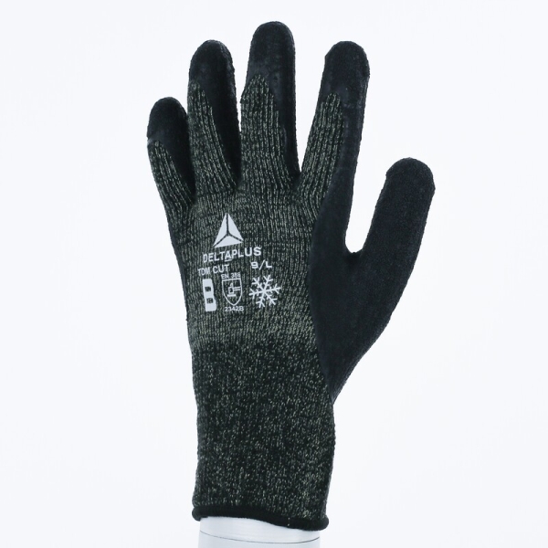 Mănușă tricotată cu strat protector - Aramidă - Latex texturat aderent - Calibru : 10, culori: Negru