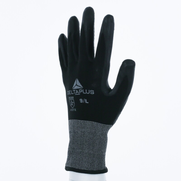 Mănușă tricotată cu strat protector - Poliester, Spandex - Spumă de nitril - Calibru : 15, culori: Negru