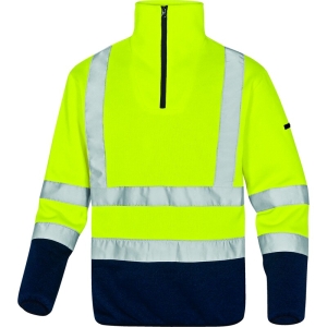 Pulover de înaltă vizibilitate -  Tricotaj - 100% poliester 100% poliester - 380 g/m², culori: Galben fluorescent-Bleumarin, Portocaliu fluorescent-Bleumar