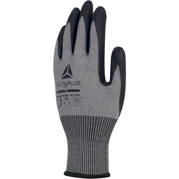 Mănușă tricotată cu strat protector - Poliester, Spandex, Fibră de oțel inoxidabil - Spumă de nitril - Calibru : 18 - Pungă de 3, culori: Gri-Negru