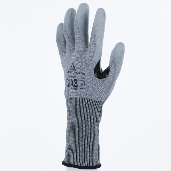 Mănușă tricotată cu strat protector - SOFTnocut - PU - Calibru : 15, culori: Gri