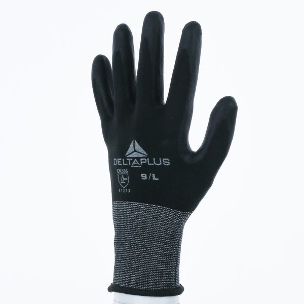 Mănușă tricotată cu strat protector - Poliester, Spandex - Spumă de nitril - Calibru : 15, culori: Negru