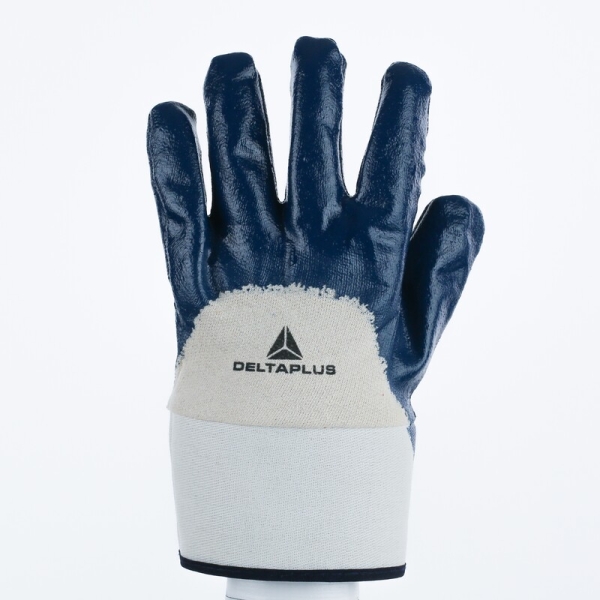 Mănușă preformată cu strat protector - Bumbac - Motive din nitril, culoare Albastru