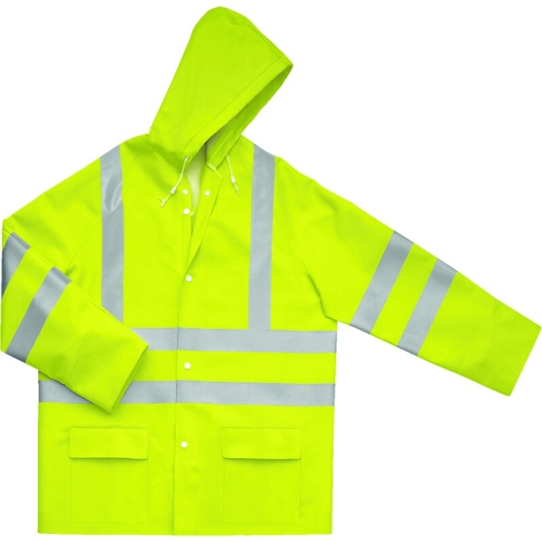 Jachetă impermeabilă, de înaltă vizibilitate -  Susținere - 100% poliester - Acoperire poliuretanică, 200 g/m², culori: Galben fluorescent, Portocaliu fluorescent