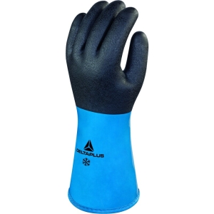 Mănușă impermeabilă cu fixare - Acril - Strat dublu de nitril/PVC - Calibru : 10 - Lungime :  300   mm , culori: Albastru