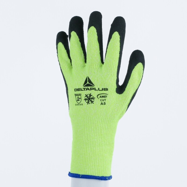 Mănușă tricotată cu strat protector - Acril, HDPE - Spumă de nitril - Calibru : 10, culori: Galben fluorescent-Negru