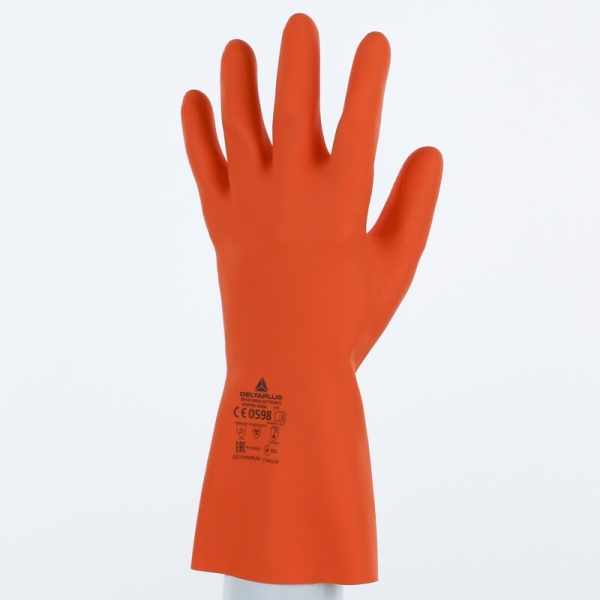 Mănușă impermeabilă fără fixare, cu material polar - Latex cu motiv ștanțat - Lungime :  300   mm , culori: Portocaliu