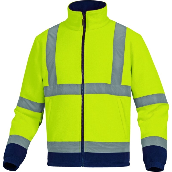 Polar de înaltă vizibilitate -  Fleece - 100% poliester - 280 g/m², culori: Galben fluorescent-Bleumarin, Portocaliu fluorescent-Bleumar