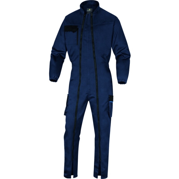 Combinezon de lucru cu fermoar dublu -  Twill - 65% poliester 35% bumbac, culori: Bleumarin-Albastru regal, Gri-Portocaliu