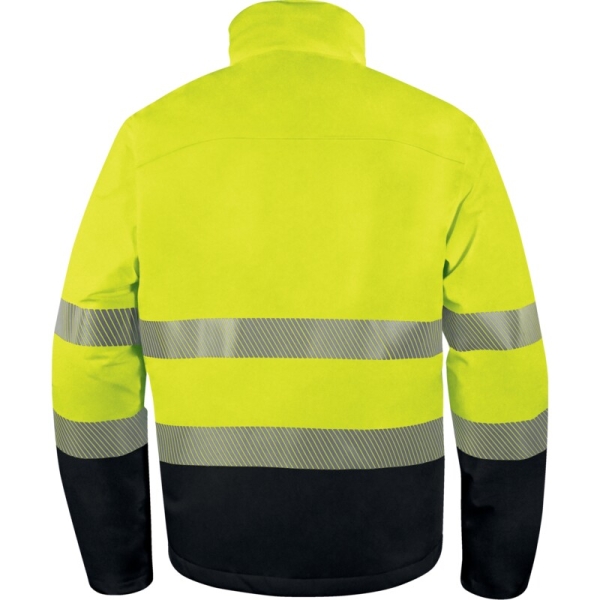 Softshell hidrofug de înaltă vizibilitate -  Softshell - 96% poliester 4% elastan - 2 straturi laminate, culori: Galben fluorescent-Bleumarin, Portocaliu fluorescent-Bleumar