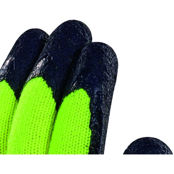 Mănușă tricotată cu strat protector - Acril, HDPE - Spumă de nitril - Calibru : 10, culori: Galben fluorescent-Negru