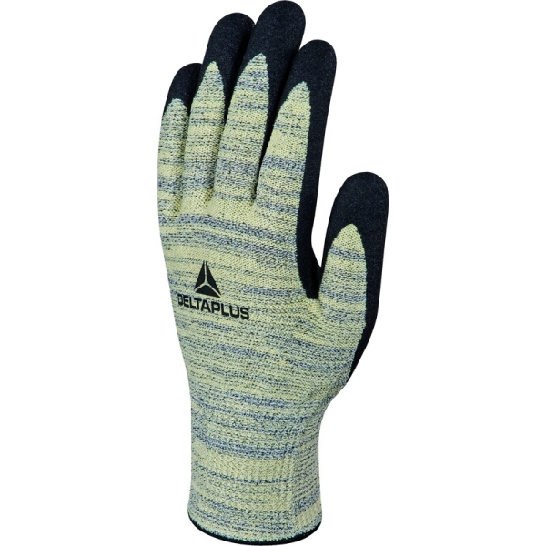 Mănușă tricotată cu strat protector - HEATnocut - Spumă de nitril - Calibru : 13, culori: Galben-Gri-Negru