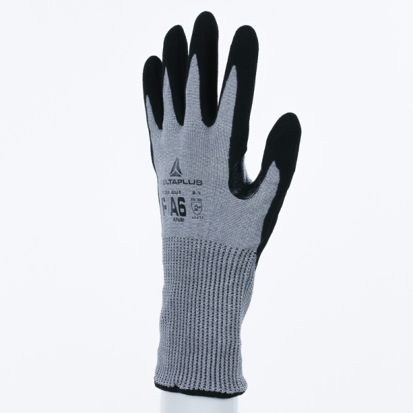 Mănușă tricotată cu strat protector - Xtremcut - Spumă de nitril - Calibru : 13, culori: Gri-Negru