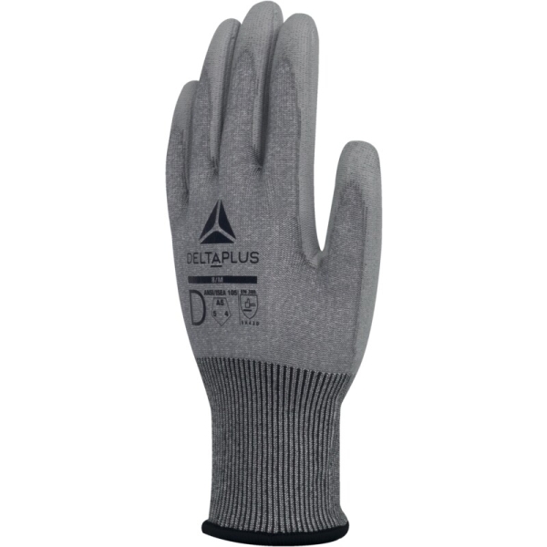 Mănușă tricotată cu strat protector - Poliester, Spandex, Fibră de oțel inoxidabil - PU - Calibru : 18 - Pungă de 3, culori: Gri