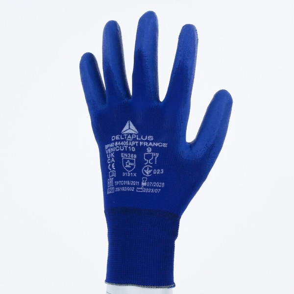 Mănușă tricotată cu strat protector - Poliamidă - PU - Calibru : 15, culori: Albastru