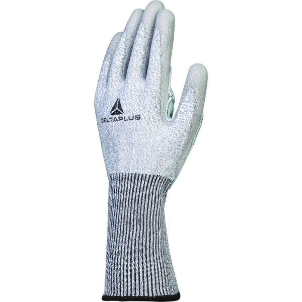 Mănușă tricotată cu strat protector - DELTAnocut - Bovină - PU - Calibru : 13, culori: Gri