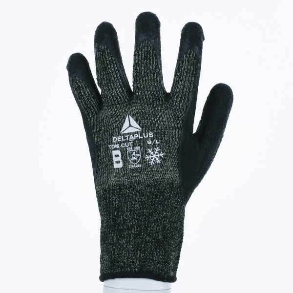 Mănușă tricotată cu strat protector - Aramidă - Latex texturat aderent - Calibru : 10, culori: Negru