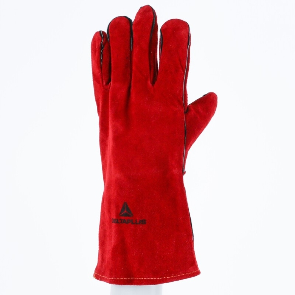 Mănușă preformată palmă piele/dos piele - Bovină - Lungime :  350   mm , culoare Roșu