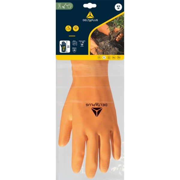 Mănușă impermeabilă fără fixare, cu material polar - Latex neted - Lungime :  300   mm , culori: Portocaliu