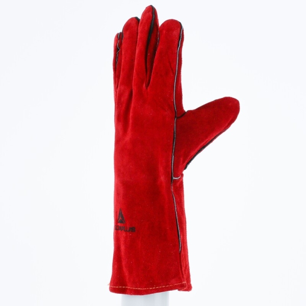 Mănușă preformată palmă piele/dos piele - Bovină - Lungime :  350   mm , culoare Roșu