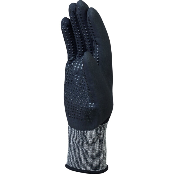 Mănușă tricotată cu strat protector - Poliester, Spandex - Nitril neted - Calibru : 15, culori: Negru