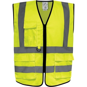 Vestă de avertizare de înaltă vizibilitate -  Tricotaj - 100% poliester reciclat | Plasă - 100% poliester reciclat, culori: Galben fluorescent