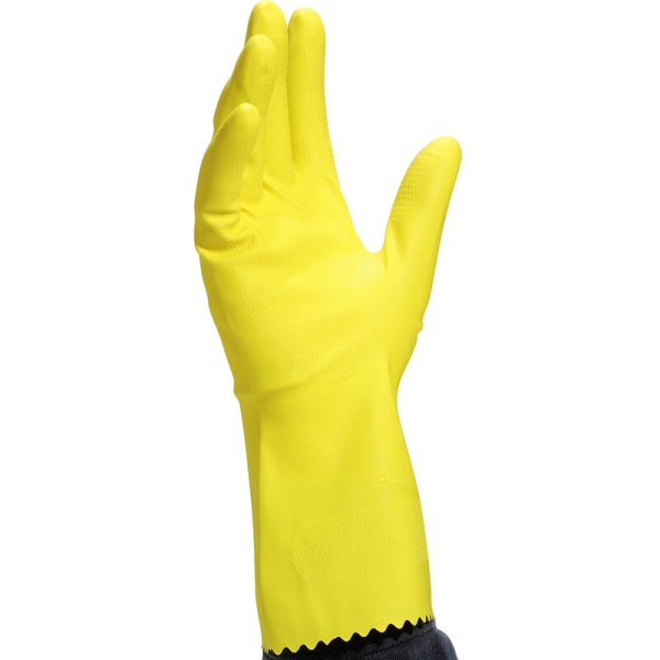 Mănușă impermeabilă fără fixare, cu material polar - Latex cu motiv ștanțat - Lungime :  300   mm , culori: Galben