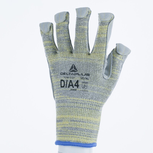 Mănușă tricotată fără strat protector cu țepi - HEATnocut, HDPE - Calibru : 10, culori: Galben-Gri