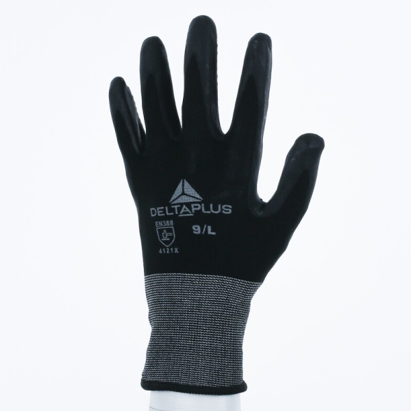 Mănușă tricotată cu strat protector - Poliester, Spandex - Spumă de nitril - Calibru : 15, culori: Negru