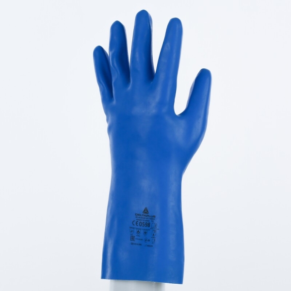 Mănușă impermeabilă cu fixare - Latex neted - Lungime :  300   mm , culori: Albastru