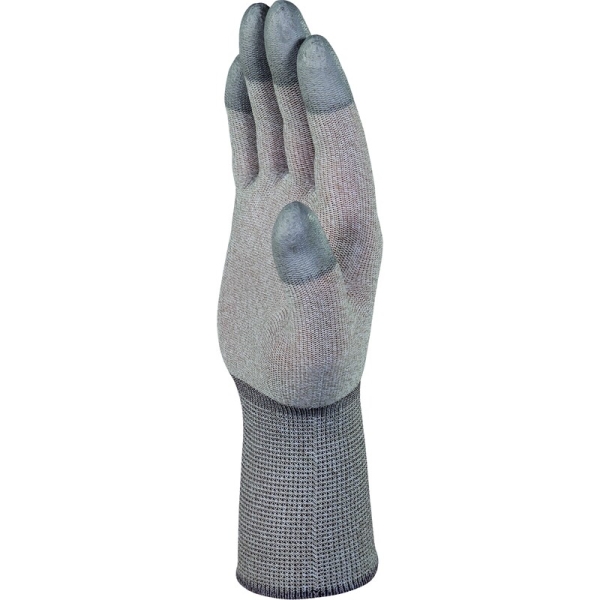 Mănușă tricotată cu strat protector - Fibră de cupru, Poliamidă - PU - Calibru : 15, culori: Ruginiu-Gri