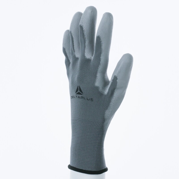 Mănușă tricotată cu strat protector - Poliamidă - PU - Calibru : 13, culori: Gri