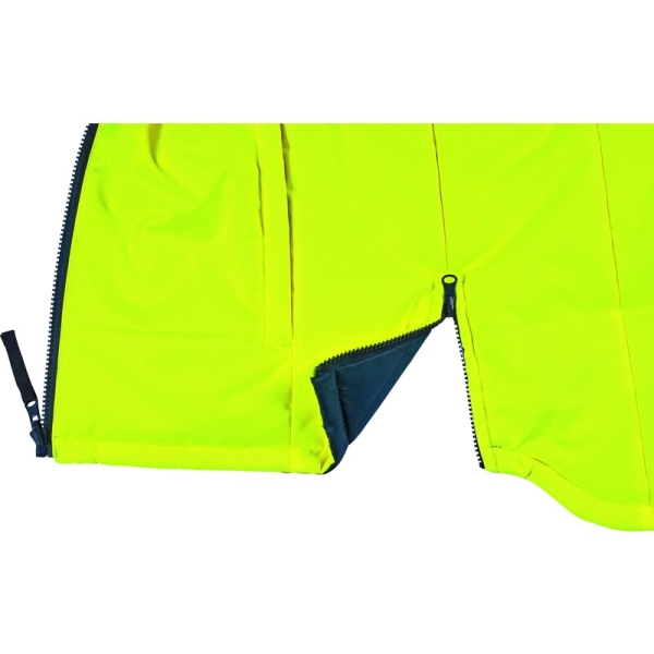 Vestă călduroasă de înaltă vizibilitate -  Oxford - 100% poliester - Acoperire poliuretanică | Pânză - 100% poliester, culori: Galben fluorescent-Bleumarin