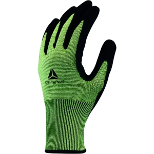 Mănușă tricotată cu strat protector - Fibră de sticlă, Xtremcut - Spumă termoplastică, texturată, aderentă, de nitril - Calibru : 18, culori: Verde-Negru