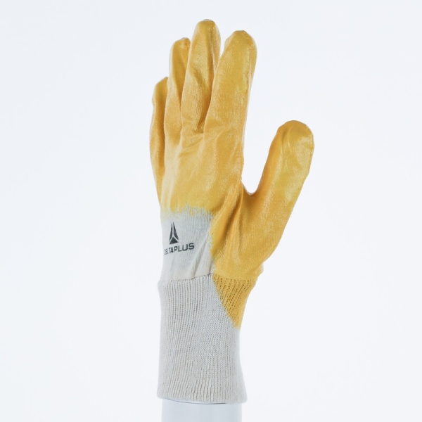 Mănușă preformată cu strat protector - Bumbac - Motive din nitril, culori: Galben